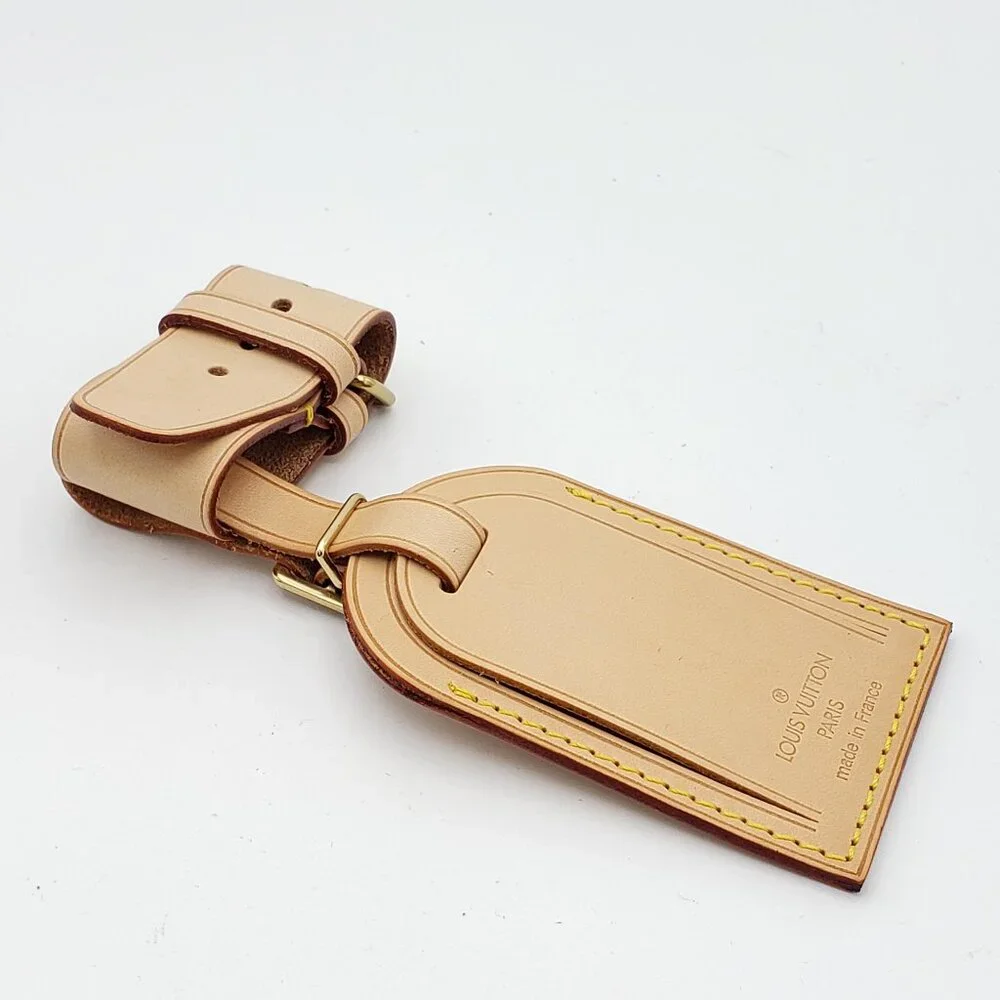 Louis Vuitton Natural Vachetta Leather Luggage Tag with Yellow Stitching